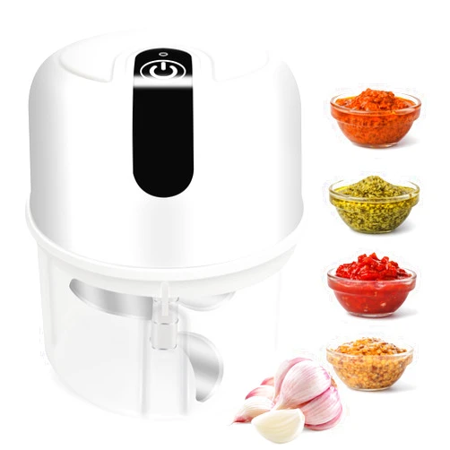 KUFUNG Electric Mini Garlic Chopper - Rechargeable with 3 Reinforced Blades - Portable and Easy to Clean - Food Processor for Garlic, Ginger, Onion, Meat Vegetable and More (White)