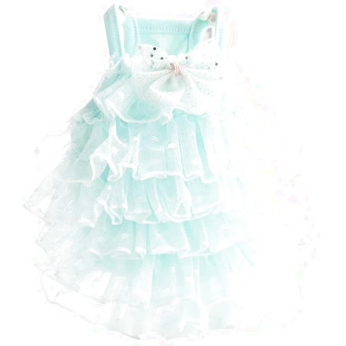 AZA Dog Wedding Dresses for Small Dogs Lolita Clothes Princess Skirt Cat Costume Lace Star Pet Girl Cute Coat Outfits Summer Costumes (XL,Blue)