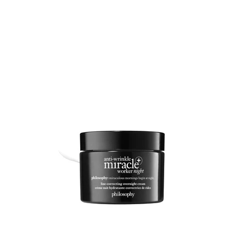 philosophy anti-wrinkle miracle worker line-correcting overnight cream face moisturizer - with vitamin C & hyaluronic acid - counteracts stress-induced damage for smoother skin - 2 fl oz