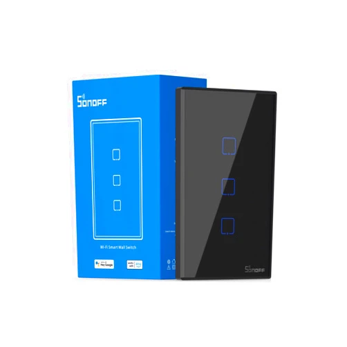 SONOFF Smart Light Switch，2.4GHz WiFi Touch Smart Wall Switch for Lights, Works with Alexa and Google Home, RF433 Remote Interruptor Inteligente, Neutral Wire Required, 3 Gang 1 Way TX T3 Black
