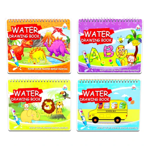 YUKEZOOG 4 Pack Water Drawing Book,Water Coloring & Doodle Book,Reusable Water Reveal Activity Books for Kid,Painting Color Wonder Coloring Books,Gift for Girl & Boy for 3 4 5 6 7 Year Old
