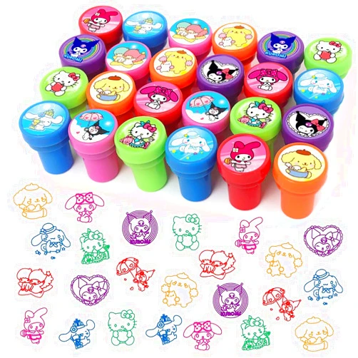 Sunduck 24 Pieces Kawaii Stampers, Cartoon Birthday Party Supplies Favors, Girls Birthday Decorations, Goody Bag Treat Bag Stuff for Kawaii Party Gifts, School Classroom Rewards Prizes