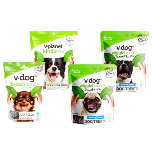 V-dog Treat Bundle for Small Dogs | 100% Vegan Jerky Treats | Soft and Chewy Dog Biscuits (Natural Blueberry Natural Peanut Butter) | Vegan Breathbone Teeth Cleaning Dental Bones