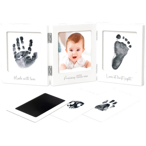 KeaBabies Inkless Baby Handprint and Footprint Kit for Newborn - Baby Footprint Kit, Newborn Keepsake Nursery Picture Frame, Dog Paw Print Maker, Personalized Gifts for Baby Shower, Mother's Day (White/Silver)