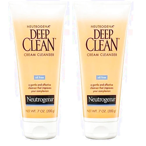 Neutrogena Deep Clean Daily Facial Cream Cleanser with Beta Hydroxy Acid to Remove Dirt, Oil & Makeup, Alcohol-Free, Oil-Free & Non-Comedogenic, 7 fl. oz (Pack of 2)