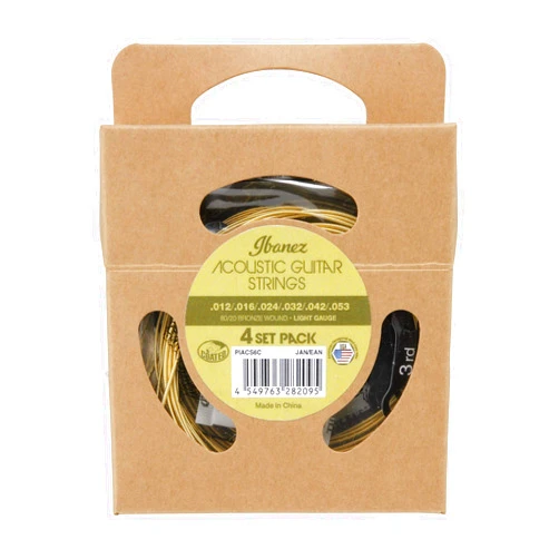 Ibanez PIACS6C Multipack Acoustic Guitar Strings - 6 string - light - 4 Set Pack