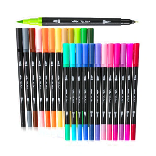 Mr. Pen- Dual Tip Brush Pens, 24 pcs, Assorted Color, Fine & Brush Tip Markers, Markers for Adult Coloring, Coloring Markers for Adults, Adult Coloring Markers, Brush Markers, Dual Tip Markers