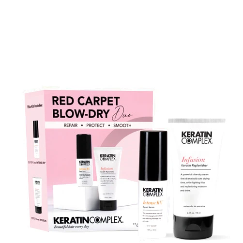 Keratin Complex - Red Carpet Blow Dry Kit -Infusion Keratin Replenisher, 2.5 fl oz & Intense RX Repair Serum, 1.5 fl oz