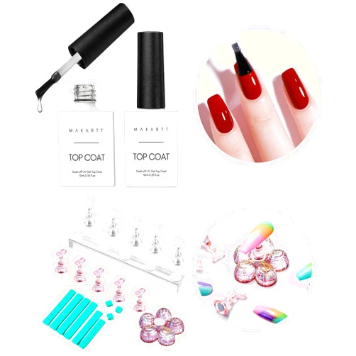 Makartt Acrylic Nail Stand with Gel Top Coat Kit Bundle, Nail Practice Stand Magnetic Nail Tips Practice Holders Nail Painting, Soak off UV LED Gel Nail Polish Top Coat