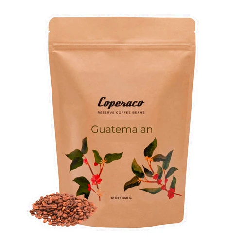 Coperaco, Volcanica Guatemala, Whole Bean Coffee, Light Roast, Chocolate - Caramel - Orange notes, Volcanic/High Altitude Soil, Fresh Roasted, Gourmet, Artisanal, 100% arabica, 12 oz
