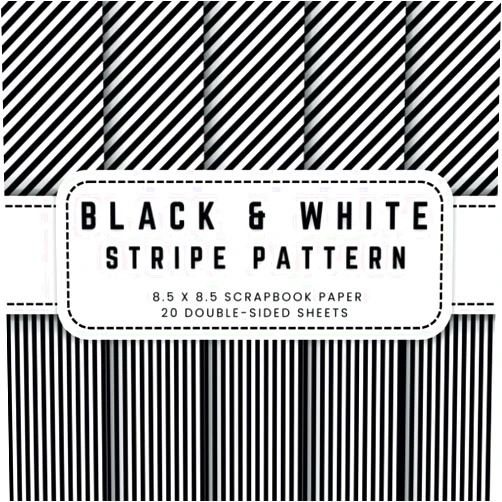By Artistic Worx (Author) Black And White Stripe Pattern Scrapbook Paper: 20 Striped Double-sided Decorative Craft Paper, 8.5 x 8.5 (21.59 x 21.59 cm) Perfect for Junk Journaling, Ephemera, Origami, Wrapping And More.