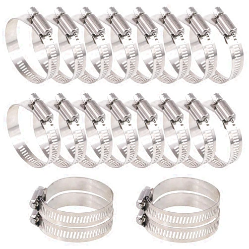 Glarks 20Pcs 304 Stainless Steel Adjustable 33-57MM Range Worm Gear Hose Clamps Assortment Kit, Fuel Line Clamp for Water Pipe, Plumbing, Automotive and Mechanical Application (33-57MM)