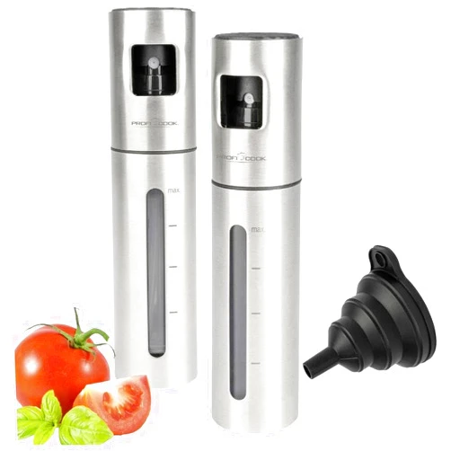 Profi Cook ProfiCook® Vinegar and oil sprayer, spray bottle for vinegar, oil, water, soy sauce and much more, oil sprayer ideal for fitness and diet, 100 ml, oil spray bottle with scale and silicone funnel, set