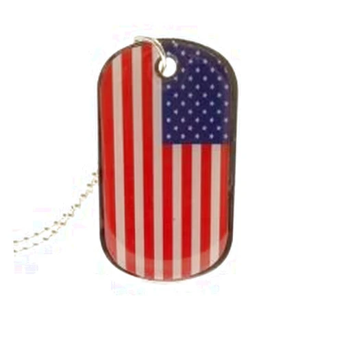 VIVA SOUVINERS USA United States Stars & Stripes Country Flag Dog Tag Metal Necklace with 14 Inch Chain ... New