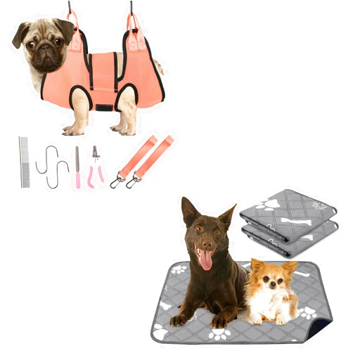 PatiencET A Bundle of PatiencET Dog Grooming Hammock(S) and 2PCS Washable Pee Pads for Dogs