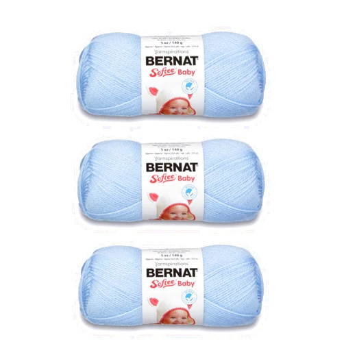 Bernat Softee Baby Pale Blue Yarn - 3 Pack of 141g/5oz - Acrylic - 3 DK (Light) - 362 Yards - Knitting/Crochet