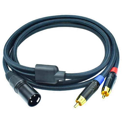 Ihurllu 2 RCA to XLR Male Y Splitter Cable, 3.3Feet Dual RCA to XLR Breakout Audio Patch Cord Adapter, Nylon Braided Heavy Duty, Copper Shielded Noise Free, for Mixer, Studio Monitor, Speaker