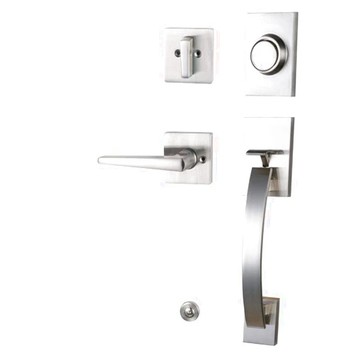 TMC Front Entry Door Handleset Modish (Dummy HANDLESET, Satin Nickel)