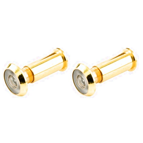 Prime-Line U 9893 Door Viewer, 1/2 in. x 180 Degree, Solid Brass Housing, Plastic Lens, Polished Brass Finish (Single Pack) (Pack of 2)