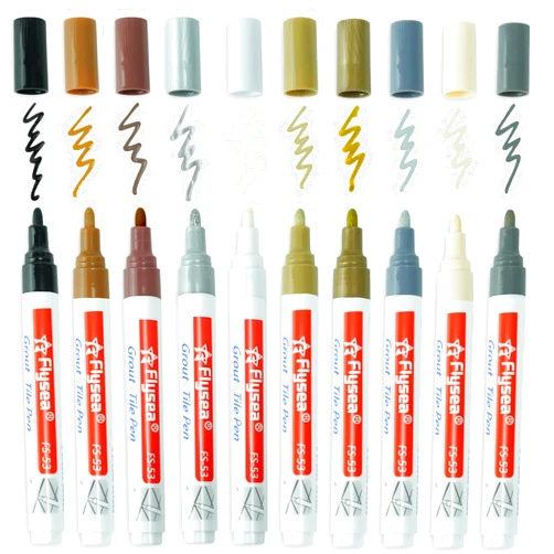 YaoQiYou 10 Pieces 10 Colors Colorful Tile Grout Pen Tile Gap Repair Color Pen Tile Paint Markers for Tiles Floor Wall Bathroom Kitchen Repair Tools(Multicolor,10 Pieces)