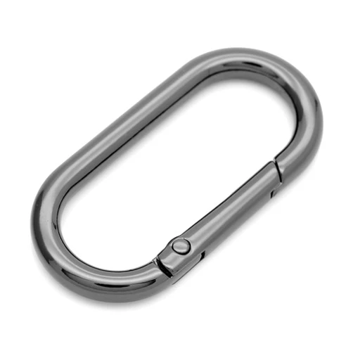 CRAFTMEMORE 2pcs Oval Rings Snap Clips Spring Opening Keyring Buckle SHOV Purse Hardware (Gunmetal Black)