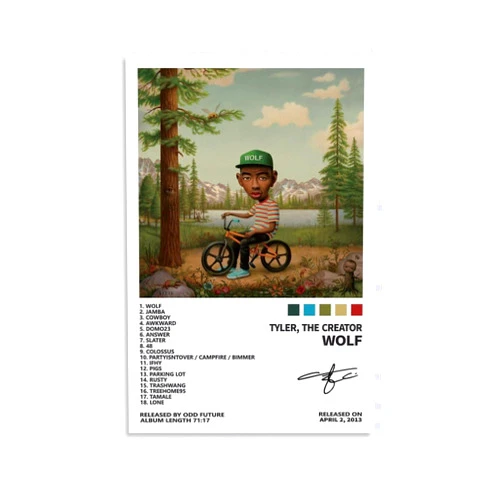 OYWEHECE Tyler, The Creator Poster Wolf Album Cover Posters Canvas Poster Bedroom Decor Sports Landscape Office Room Decor Gift Unframe 12x18inch(30x45cm)