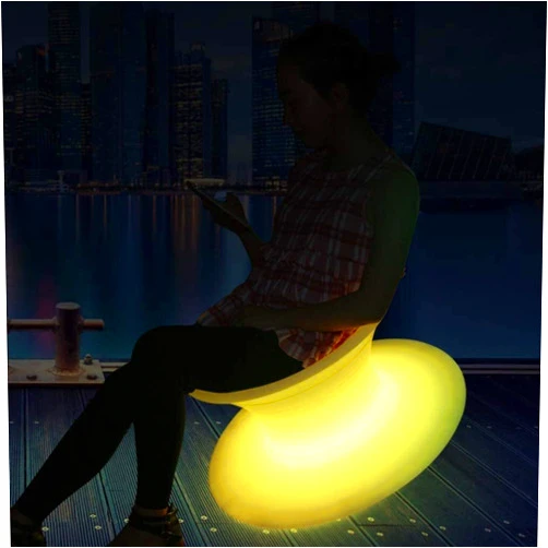 SNWG Led Outdoor Toy 360 Degrees Rotation Gyro Swivel Chair, 16 Color Changing Rechargeable Stool with Remote Control 914 (Color : A, Size : 65×50×44cm)