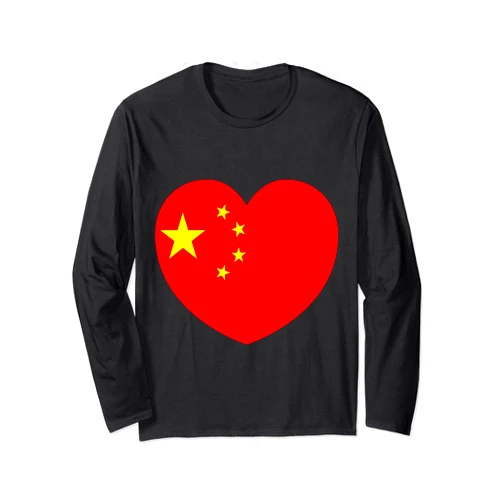 Heart Shaped Chinese Flag China Love Design Heart Shaped Chinese Flag China Love Patriotic Design Long Sleeve T-Shirt