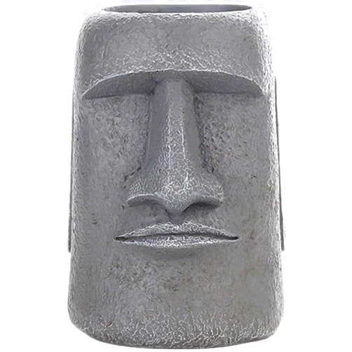 HOLIDYOYO Easter Island Moai Head Statues Succulent Planter Pot Human Face Flower Pot Cool Moai Figurines Pen and Brush Holder for Tabletop Decor Grey