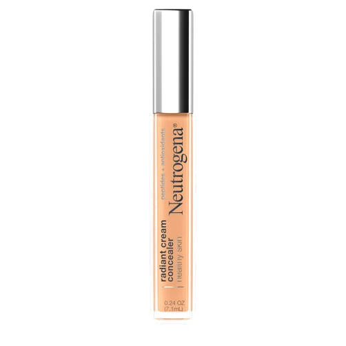 Neutrogena Healthy Skin Radiant Brightening Cream with Peptides & Vitamin E Antioxidant, Lightweight Perfecting Concealer Cream, Non-Comedogenic, Almond Medium 02 with warm undertones, 0.24 oz