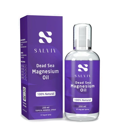 Salviv Natural Dead Sea Magnesium Oil Spray 8.45 fl oz - Pure Mineral Supplement from Jordan to Moderate Processes, Reduce Discomfort, and Promote Wellness