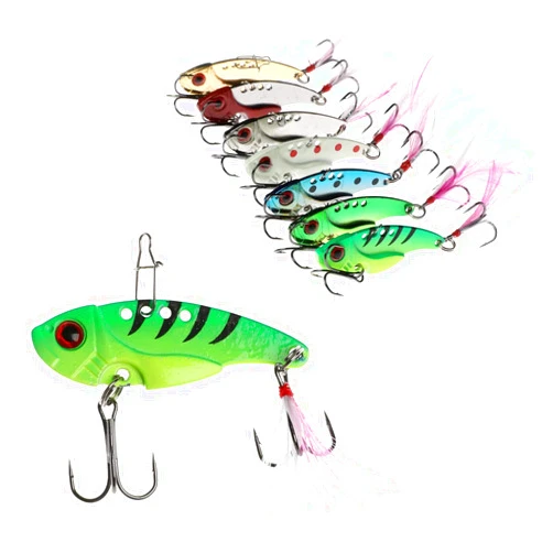 WANBY Proven Explosive Color Special Spinner Spoon Swimbait Vibrating Jigging Freshwater Saltwater Fishing Tackle Lures and Baits (7pcs VIB)