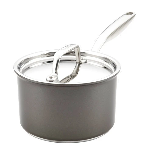 Breville Thermal Pro Hard Anodized Nonstick Sauce Pan/Saucepan with Lid, 3 Quart, Gray