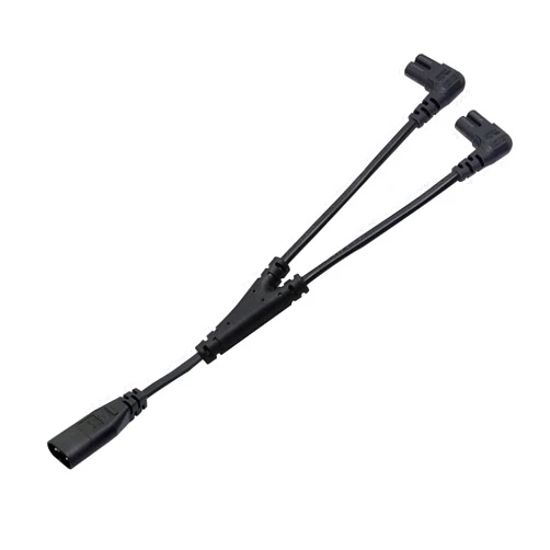 GINTOOYUN IEC 320 C8 to Dual C7 Y Splitter Power Cable Figure 8 Male to Double Right Angle Female Adapter 1 in 2 Out AC Power Cord