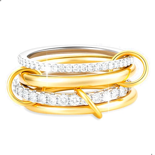 Foldin'Fun Stackable Rings for Women Non Tarnish 18K Gold and Silver Plated CZ Rings Set Mixed Metal Statement Ring for Engagement Wedding Birthday Gifts