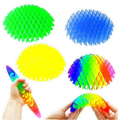 Mqaue 4 Packs Fidget Worm Toy, Desk Fidgets for Adults, 3D Printing Elastic Worm Shaped Ornament Pocket Squeeze Toys, Fidget Sensory Toys for Kids, Relieves Stress Anxiety Finger Toys for Adults Children