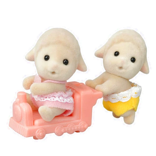 Calico Critters Sheep Twins, Set of 2 Collectible Doll Figures with Vehicle Accessory