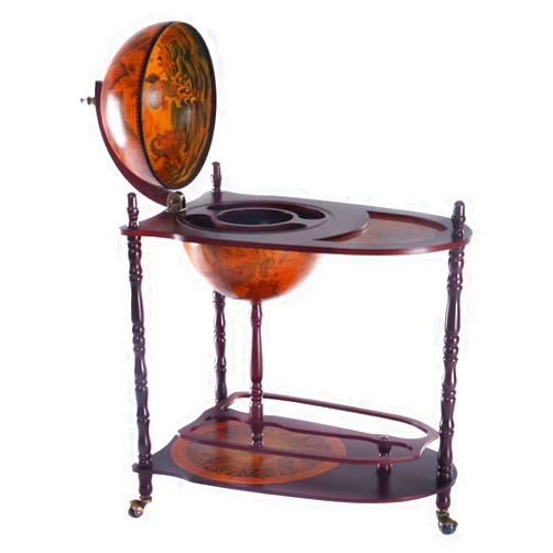 Dayanaprincess New Beautiful Decorative Vintage Globe Wine Stand Bottle Rack with Extra Shelf Attractive Floor Stand Free Standing Unique Luxury Display Decor Organizer Storage Holder