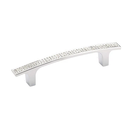 Richelieu Hardware BP123409614001 Vence Collection 3 3/4-inch (96 mm) Center-to-Center Chrome and Crystal Modern Cabinet and Drawer Pull Handle for Kitchen, Bathroom, and Furniture
