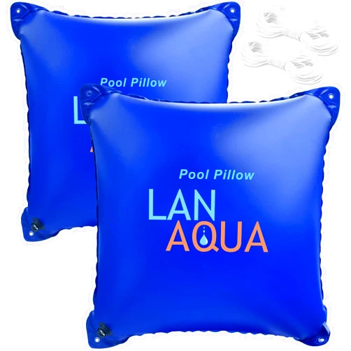 LanAqua 4'x4' Pool Pillows for Above Ground Pools,2PCs Winter Pool Pillow,0.4 mm Thick Pool Cover Air Pillow for Above Ground Pool,Durable & Cold Resistant Winterize Pool Closing Kit,Rope Included (2x55ft)