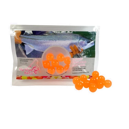 My Style Baits Fishing Beads, Artificial Round Float Fishing Eggs for Freshwater Rivers, Soft Steelhead Salmon Beads