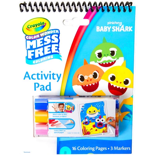 Crayola Baby Shark Color Wonder Travel Activity Pad, Mess Free Coloring, Gift for Kids, 3, 4, 5, 6