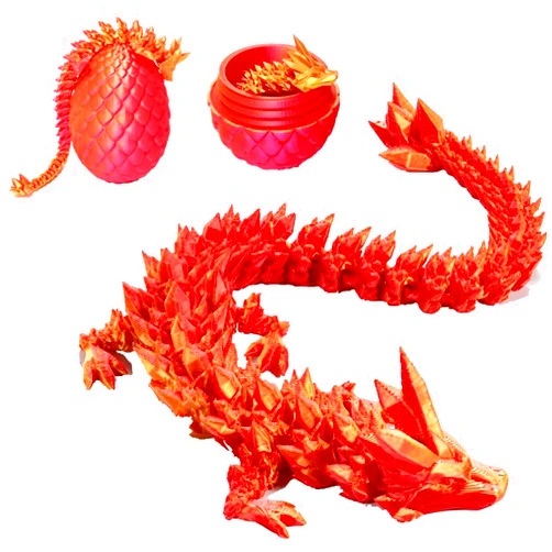 YTRXYLKL 3D Printed Dragon in Egg，Dragon Eggs with Dragon Inside for Boys Kids Home Decor,Executive Articulated Crystal Dragon Fidget Desk Toys(Red)