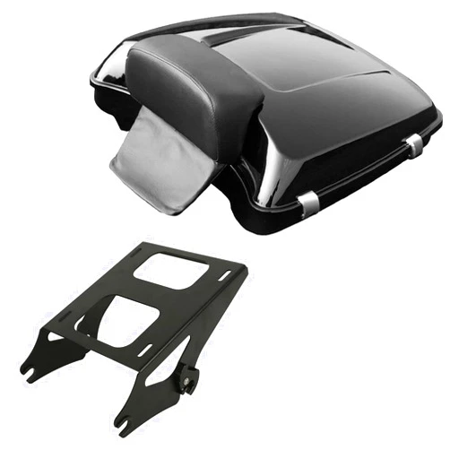 XMTMOTO Vivid Black Razor Tour pack Pack Trunk+Backrest Pad+ Tour Pack Mounting Rack fits for Harley Touring Models Road King, Road Glide, Street Glide, Electra Glide, Ultra-Classic 2014-later
