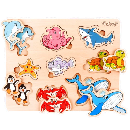 Pikatoyz® Wooden Puzzles for Toddlers 1-3 – Montessori Educational and Learning Toys – Wooden Baby Puzzle for Kids 1 Year and Up – Developmental Toys – Baby Puzzles for Early Learning