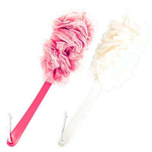 PIPUHA 2Pack Back Scrubber for Shower，PIPUHA Loofah Sponge Shower Brush Using Body Exfoliating with Long Handle, Loofah on a Stick for Men Women, Bathing Accessories for Body Brushes (Red and White)