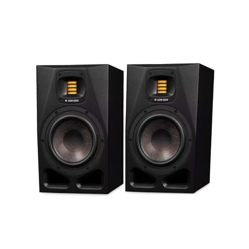 ADAM Audio A7V Powered Two-Way Studio Monitor (2-Pack) Bundle with Microphone Cable (2-Pack), Cable (2-Pack) and Monitor Isolation Pads (2-Pack) (7 Items)