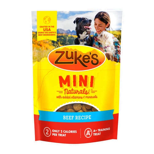 Zuke's Zuke’s Mini Naturals Soft And Chewy Dog Treats For Training Pouch, Natural Treat Bites With Beef Recipe - 6 oz. Bag