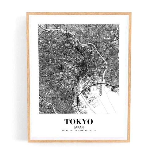 Eleville 8X10 Unframed Tokyo Japan City View Abstract Road Modern Map Art Print Poster Wall Office Home Decor Minimalist Line Art Hometown Housewarming wgn517