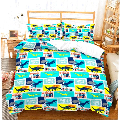 FENGFENG Kids Duvet Cover Twin Size Toddler Bedding Dinosaur Bedding Set Cartoon Printed Bedding for Boys Girls Kids Duvet Cover Dinosaur - No Comforter